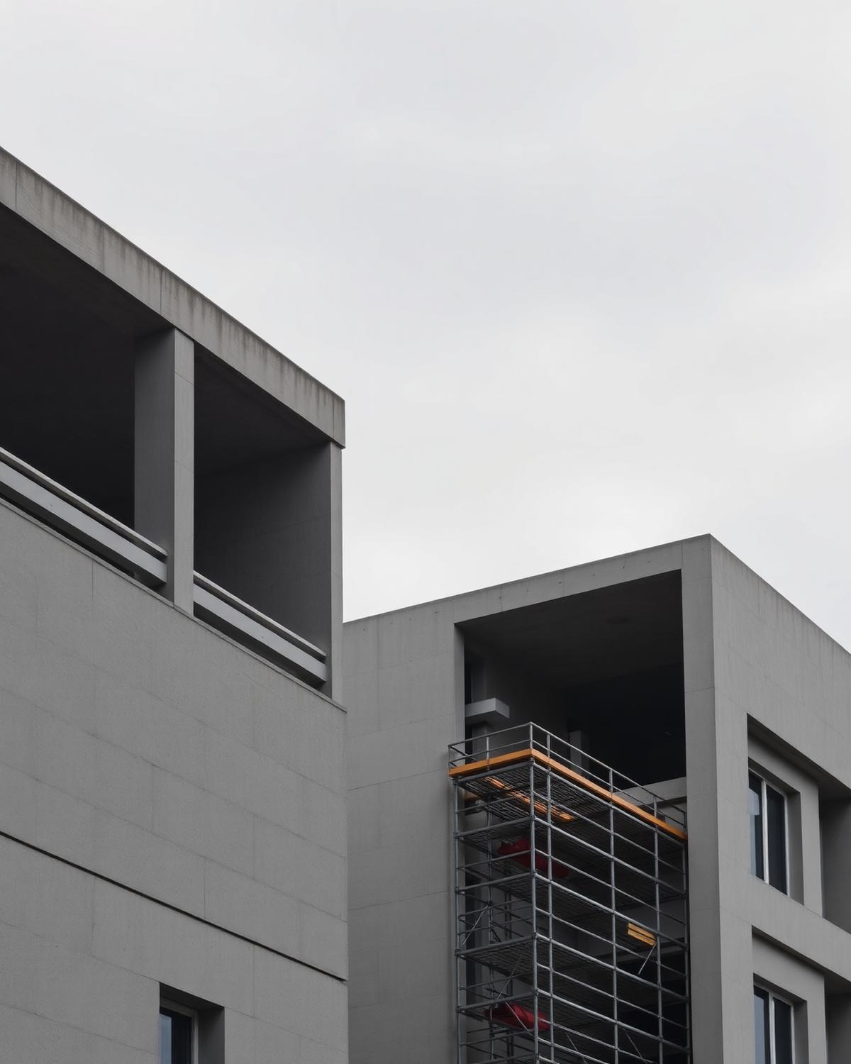 Edificação em construção com estrutura de concreto aparente